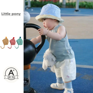 婴儿衣服夏季薄款女童背心短裤套装男童多巴胺穿搭时尚百搭外出服