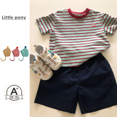 婴儿夏季薄款短袖上衣短裤两件套