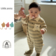 宝宝春季 条纹翻领爬服休闲外出连身哈衣 连体衣婴幼儿韩版 新款 长袖