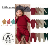 丹麦风宝宝打底衫 婴幼儿上衣裤 子两件套男女宝宝喜庆新年圣诞套装