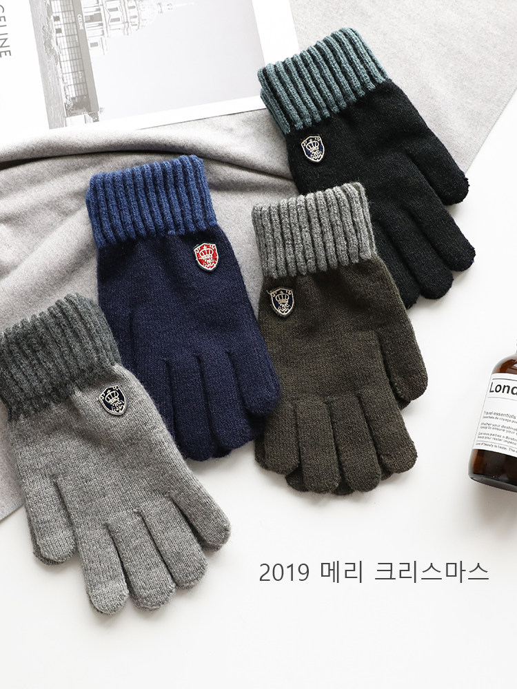 통관 픽업 남성용 가을 겨울 따뜻한 싱글 레이어 모직 유연한 다섯 손가락 터치 스크린 장갑 남성용 및 겨울 학생용