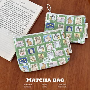 兔兔邮票 放日用卫生棉收纳包女 便携外出月事月经随身袋棉布防尘