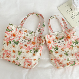 蔷薇花语 轻便棉布包包女2025新款大容量通勤手提袋手拎托特大包