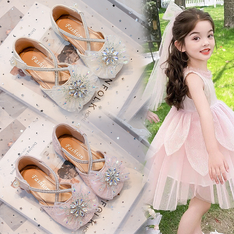 夏天蝴蝶结亮钻女童公主鞋