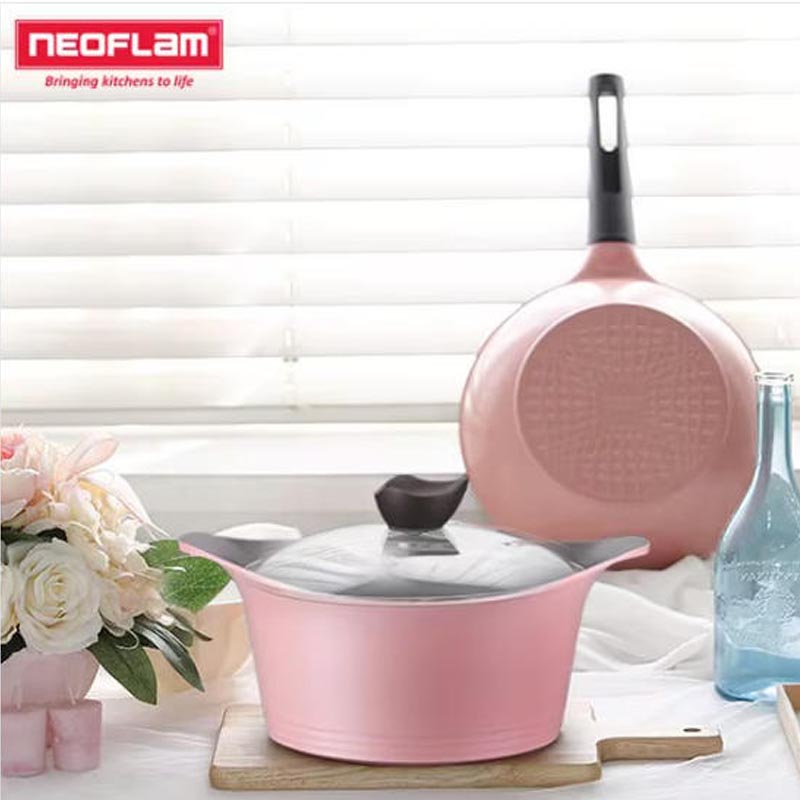 韩国原装进口正品直邮 neoflam不粘锅汤锅24cm炒锅26cm2件套