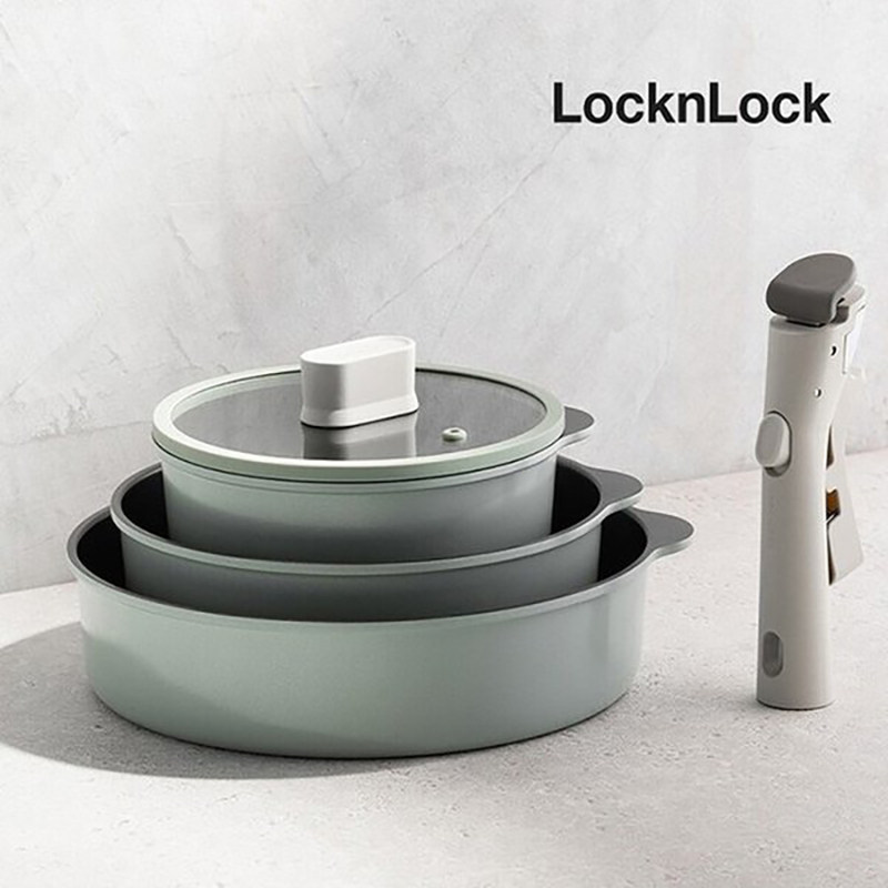 韩国原装进口正品乐扣乐扣LOCK&LOCK叠叠不粘锅套装炒锅汤锅煎锅