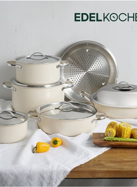 韩国原装进口正品 Edelkochen 3重不锈钢304奶锅汤锅火锅炖锅蒸屉