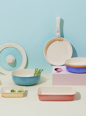 韩国原装进口正品ROICHEN 陶瓷涂层不粘锅炒锅平底煎锅汤锅玉子烧