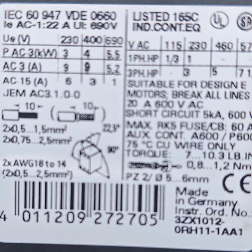 议价继电器3ZX1012-0RH11-1AA1