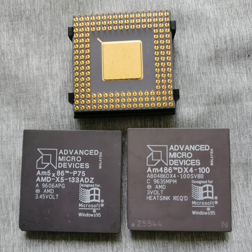 议价三块金底内黄的AMD486CPU， AM486 DX4-1