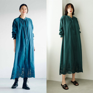 外贸出口长裙 显瘦宽松有大码 连衣裙女新款 纯棉镂空蕾丝巨好看长款