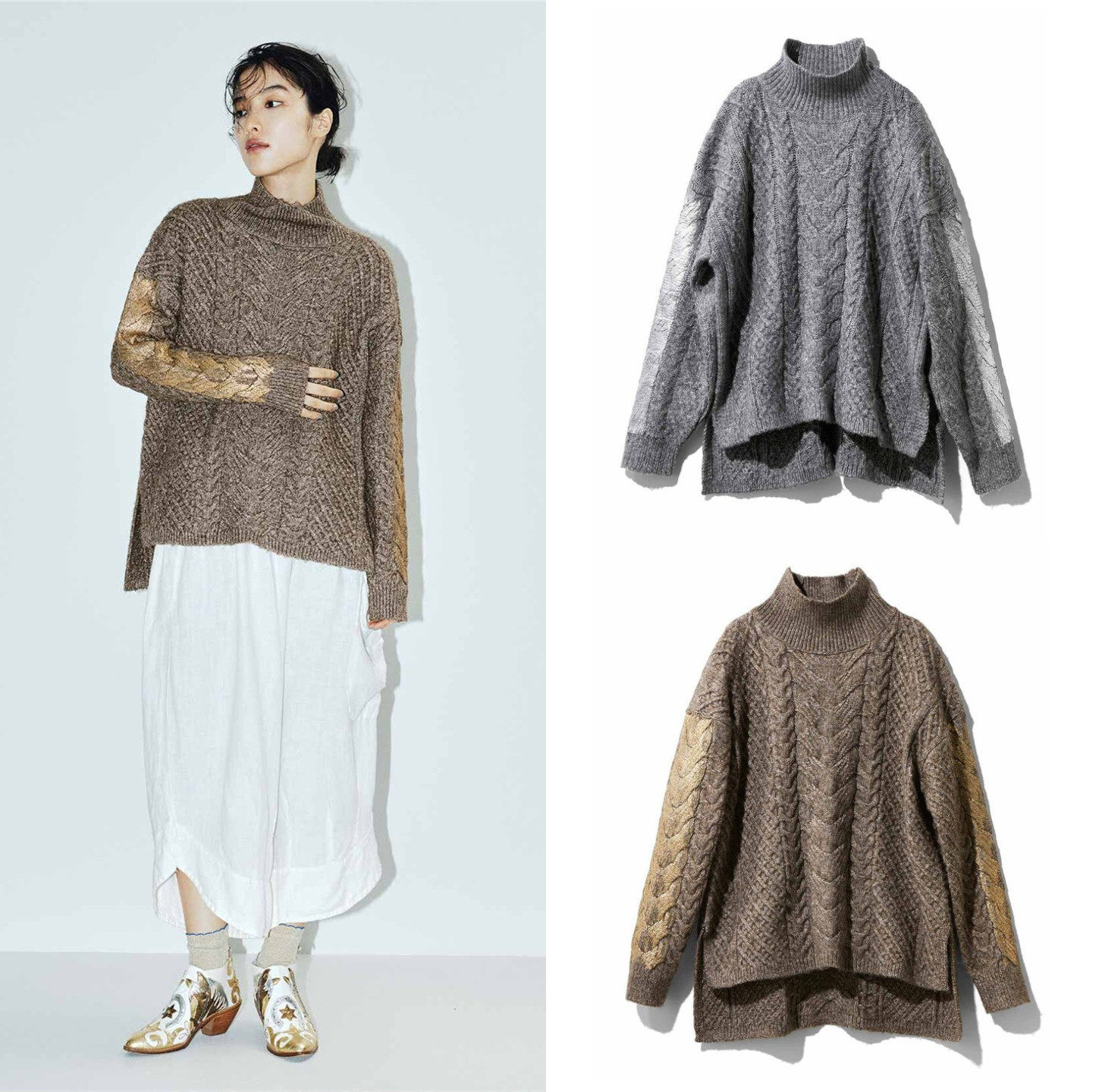 毛衣女秋冬新款金箔印高领宽松A版显瘦遮肉有大码外贸日单针织衫,女装/女士精品,毛衣,淘宝优惠券,粉丝福利购,淘宝优惠卷