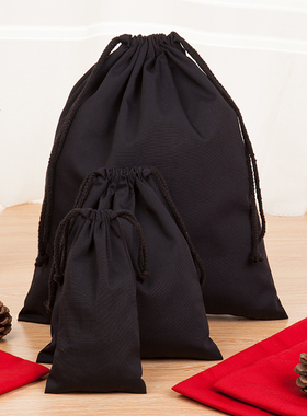 可定制logo加厚黑色帆布束口袋旅行衣物整理袋抽绳布袋内衣收纳袋