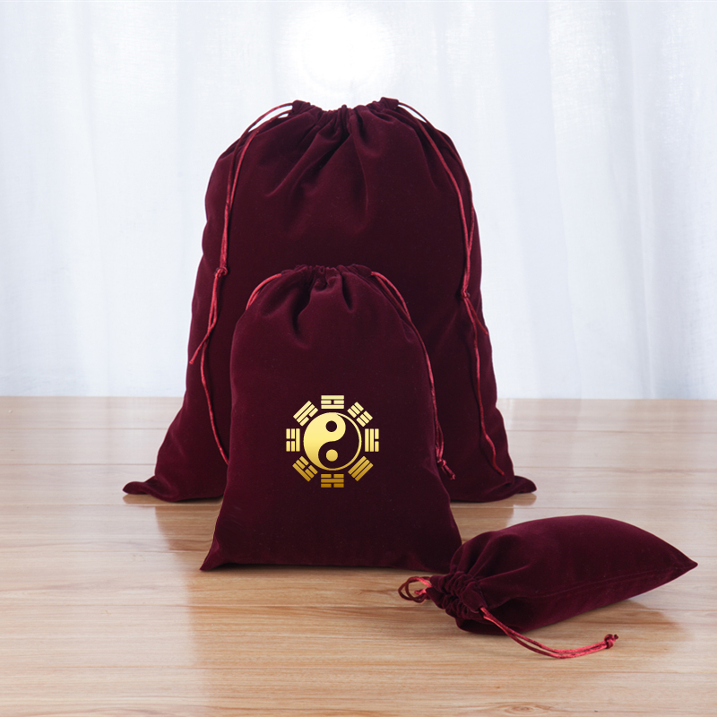 蚁窝酒红色黑色绒布袋diy储物袋