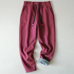 加绒加厚美式休闲裤男士冬季保暖卫裤厚实柔软灰鼠绒复合直筒长裤