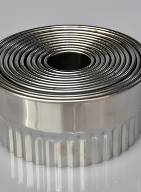 不锈钢圆形12头光级蛋糕切饺子皮牙极水果模具蔬菜饼干花边切模