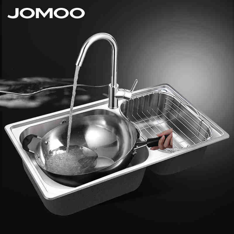 JOMOO九牧304不锈钢加厚拉丝水槽套餐 双槽洗碗池 洗菜盆06122
