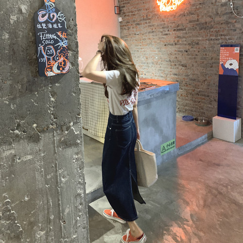 bigyu复古深蓝牛仔裙