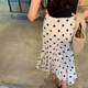 bigyu 优雅气质波点半身裙女夏棉麻通勤中长款 高腰显瘦包臀鱼尾裙