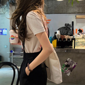 bigyu很飒很A 直筒纯棉T恤 上衣女修身 短袖 TEE春夏定染米灰色短袖