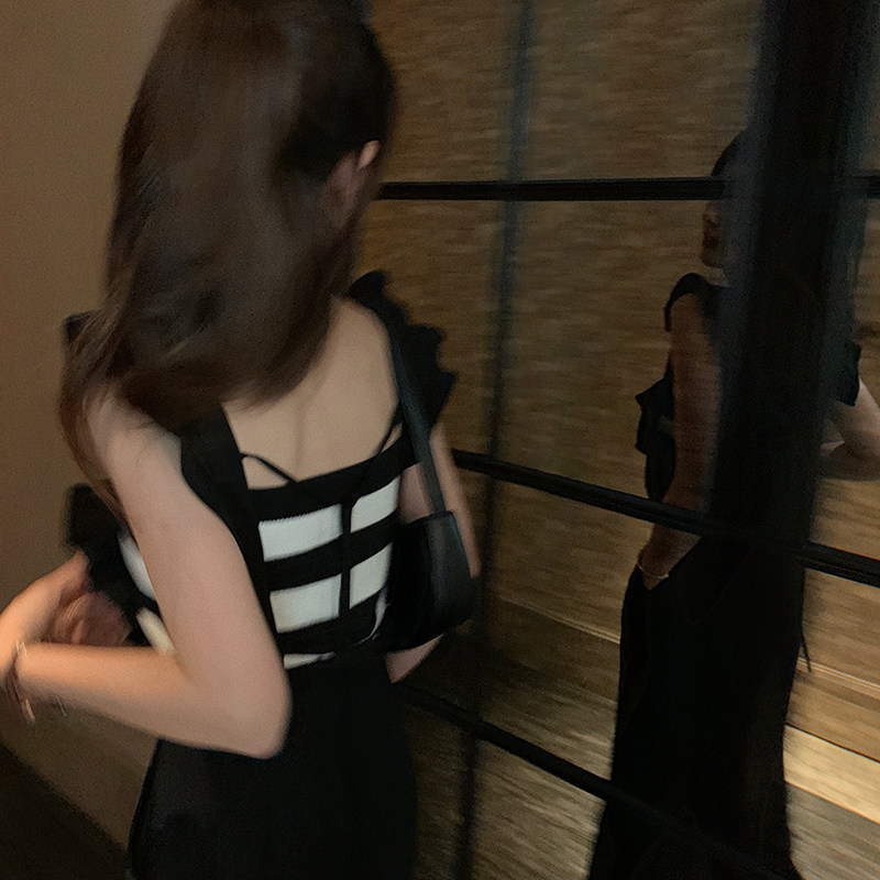 bigyu 设计感花边背带裤女新款春夏复古连体高腰显瘦直筒裤阔腿裤