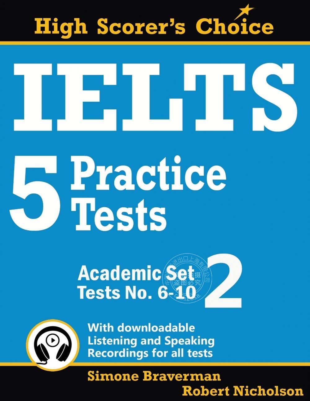 预售 按需印刷 雅思5实践测试,学术系列2 Simone Braverman 英文原版 IELTS 5 Practice Tests Academic Set 2