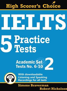 预售 按需印刷 雅思5实践测试，学术系列2 Simone Braverman 英文原版 IELTS 5 Practice Tests  Academic Set 2