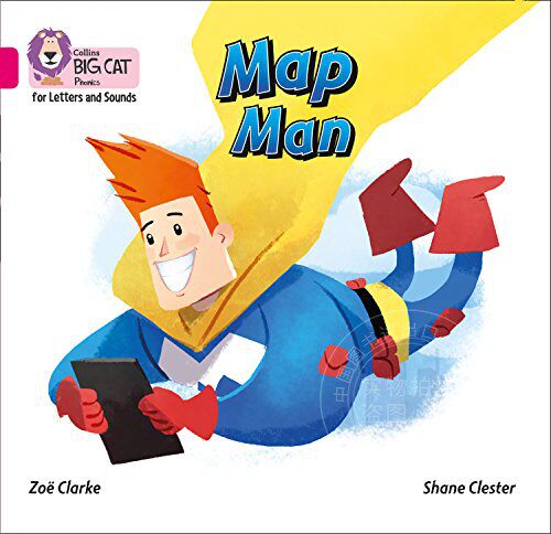 现货！英文原版Collins Big Cat Phonics for Letters and Sounds – Map Man Big Book: Band 01A/Pink A