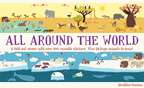 现货 环游世界 动物王国 科普知识绘本 贴纸书 英文原版 All Around the World : Animal Kingdom 数百贴纸8幅折叠场景