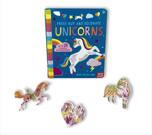 现货 英文原版Press Out and Color: Unicorns压紧并涂色：独角兽 趣味儿童涂色手工折纸书，Illustrated by  Kate McLelland