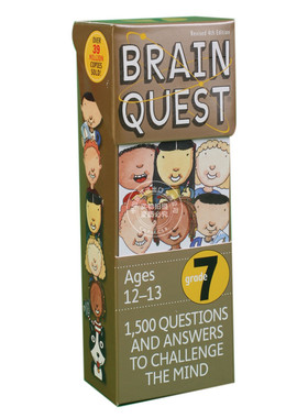 现货 大脑任务 七年级 12-13岁 卡片书 新版 第四版 英文原版 Brain Quest Grade 7 认知智力开发卡片书 美国学前全科练习获奖系列