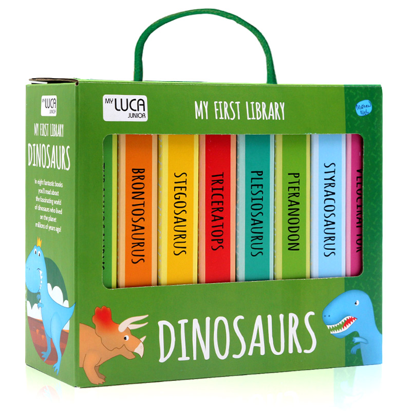 现货 各种各样的恐龙 英文原版 My First Library系列 Dinosaurs 8册纸板书 礼盒装幼儿启蒙认知 Sassi出品
