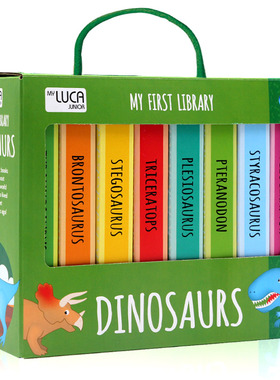 现货 各种各样的恐龙 英文原版 My First Library系列 Dinosaurs 8册纸板书 礼盒装幼儿启蒙认知 Sassi出品