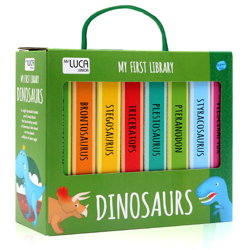 现货 各种各样的恐龙 英文原版 My First Library系列 Dinosaurs 8册纸板书 礼盒装幼儿启蒙认知 Sassi出品