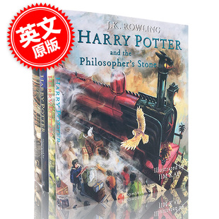 HarryPotterJK罗琳 魔法石密室阿兹卡班 囚徒火焰杯4册套装 哈利波特英文原版 少儿英语启蒙彩绘插画版