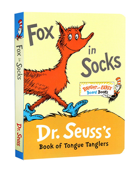 现货 穿袜子的狐狸英文原版 Dr Seuss Fox In Socks英文阅读启蒙纸板书 廖彩杏书单 苏斯博士Dr.Seuss 亲子共读绘本0-6岁