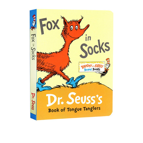 现货 穿袜子的狐狸英文原版 Dr Seuss Fox In Socks英文阅读启蒙纸板书 廖彩杏书单 苏斯博士Dr.Seuss 亲子共读绘本0-6岁