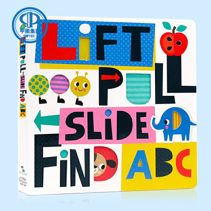 现货 抽拉立体字母书 Lift Pull Slide Find ABC 儿童启蒙26个字母单词纸板书