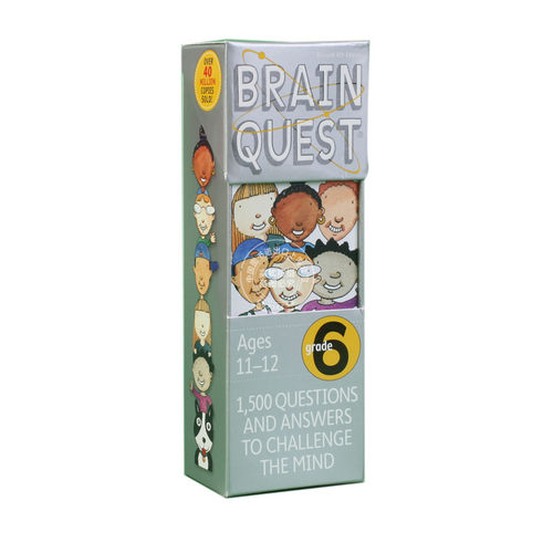 现货 大脑任务 六年级 11-12岁 卡片书 新版 第四版 英文原版 Brain Quest Grade 6 认知智力开发卡片书 美国学前全科练习获奖系列