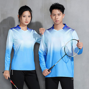 情侣款羽毛球服套装男女长袖羽毛球服比赛服秋季速干乒乓球训练服