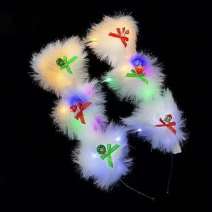 发光圣诞狐狸耳朵发箍闪光头箍儿童节日装扮道具地摊圣诞发光头饰