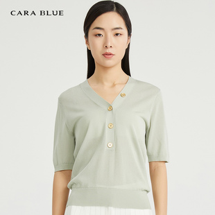cara blue 喀啦 针织衫 时尚V领气质百搭女士KC221MKR0107