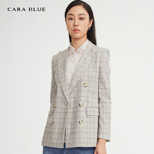blue 气质修身 喀啦 上衣 通勤格子KC211MWJ0067 西装 cara