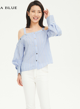 cara blue 喀啦 女衬衫 时尚露肩系扣KB191MWB5001