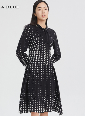 喀啦CARABLUE女装时尚波点连衣裙KB191MWO5026