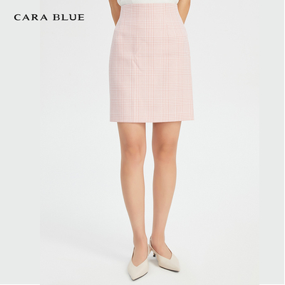 cara blue 喀啦 半身裙女装时尚高腰修身千鸟格短裙KB201MWS0497
