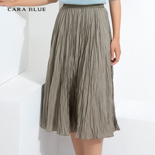 cara blue 喀啦 女半裙 简约百搭气质修身褶皱KB223MWS0019