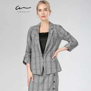 女西服上衣 喀啦 正品 女装 潮流格子KC201MWJ0204 cara 时尚 blue