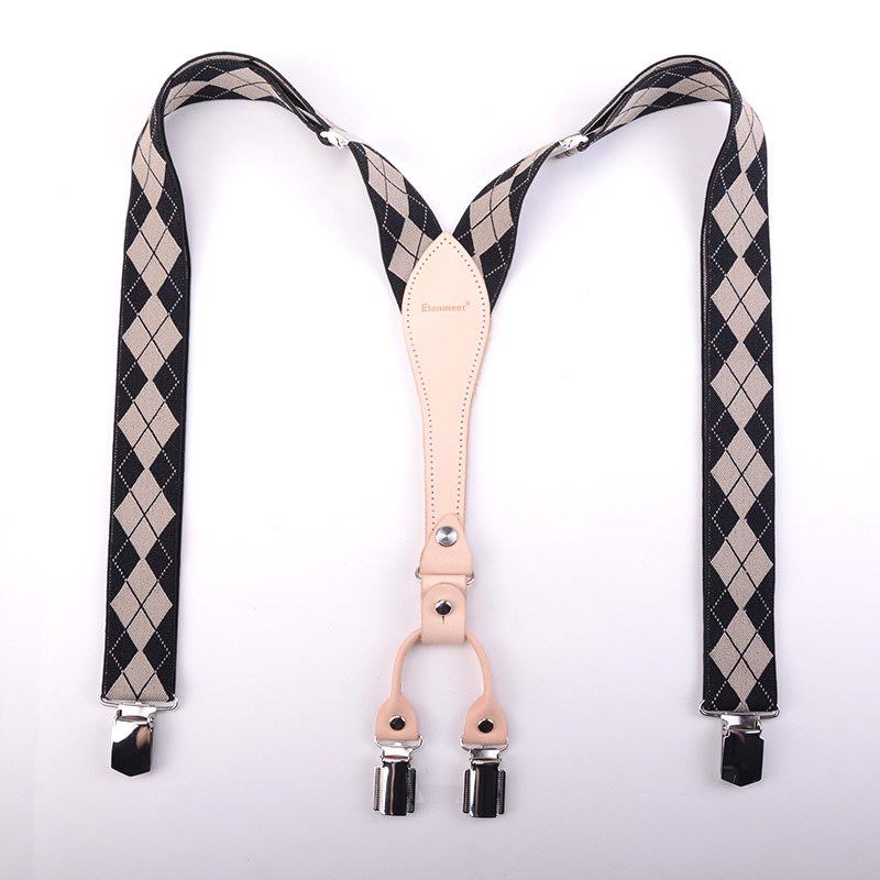 新款男士正装西服原色头层牛皮t型四夹背带胖人大肚子加长吊裤带