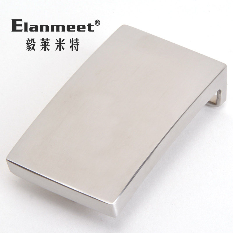 Elanmeet男不锈钢拉丝皮带头板扣腰带头平滑扣裤带头35/38cm圆孔